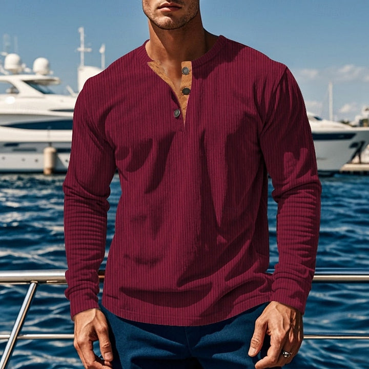 Anders™ | Men's Ribbed Long Sleeve Henley Shirt