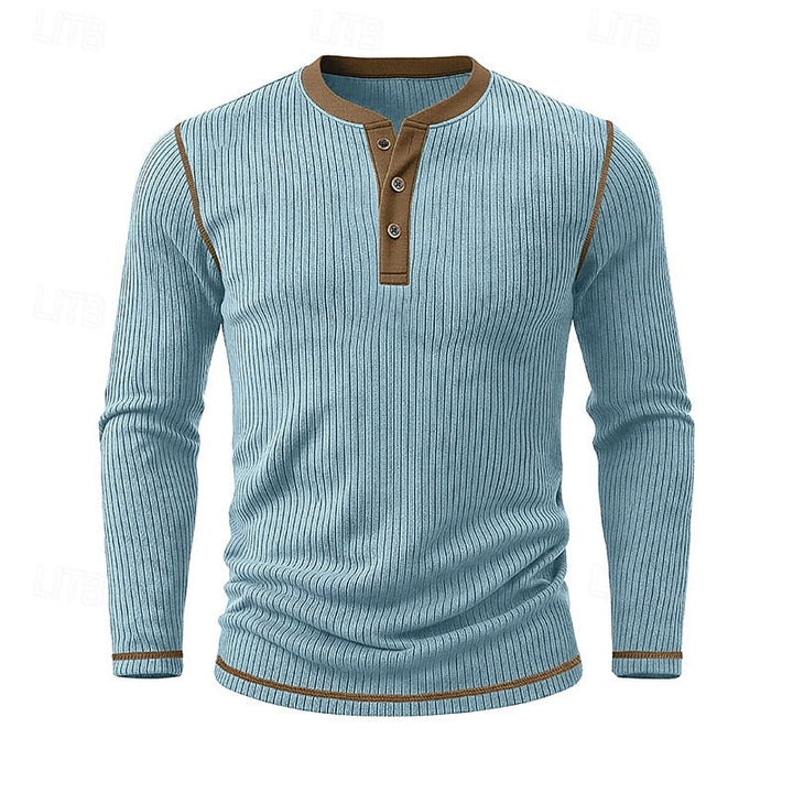 Ambrose™ | Men's Ribbed Contrast-Trim Henley Shirt