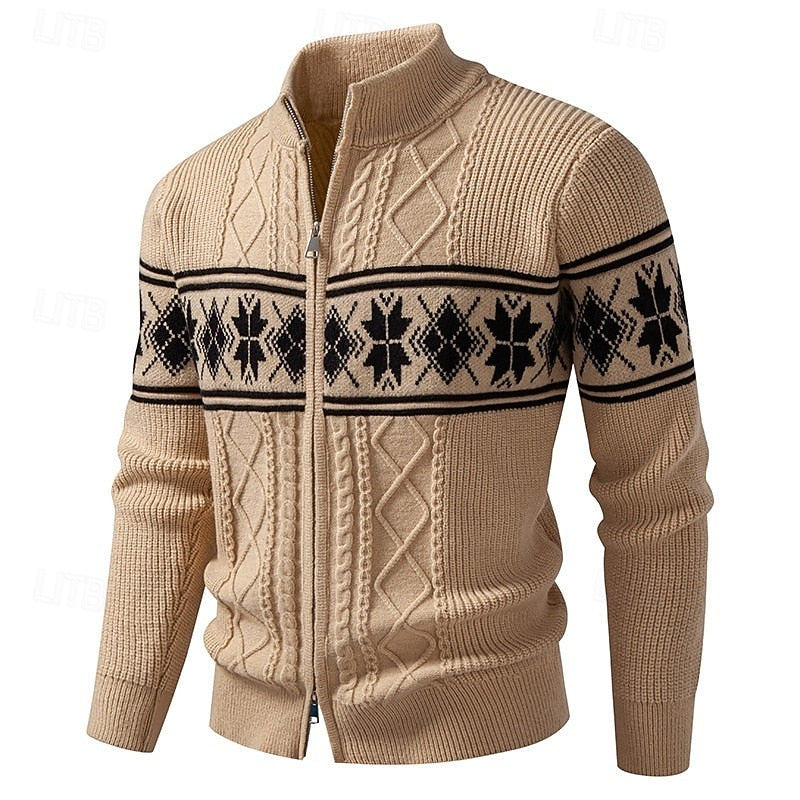 Remington™ | Men's Fair Isle Stand Collar Zip Cardigan