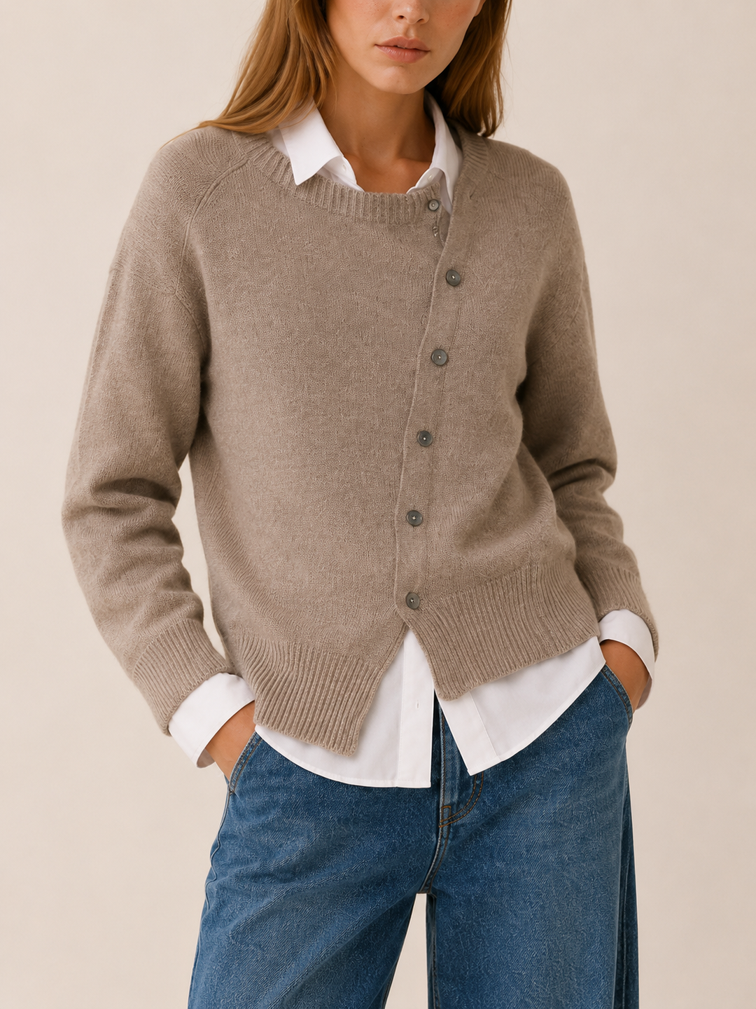 Kendra™ | Asymmetric Cardigan with Offset Buttons
