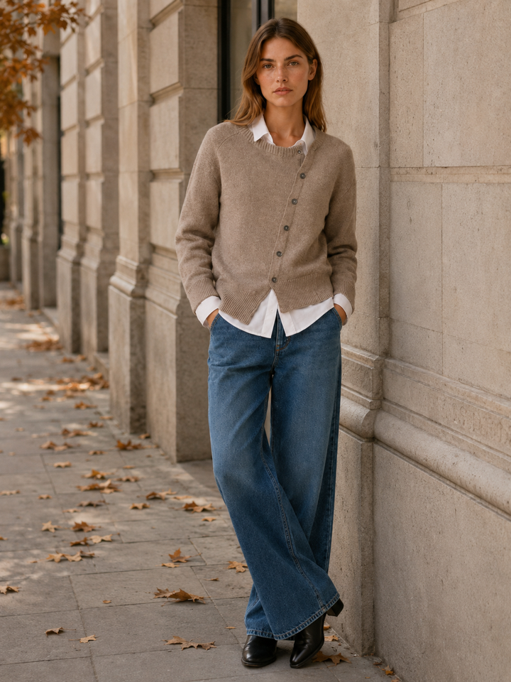 Kendra™ | Asymmetric Cardigan with Offset Buttons