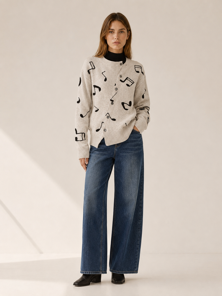Kendra™ | Asymmetric Cardigan with Offset Buttons