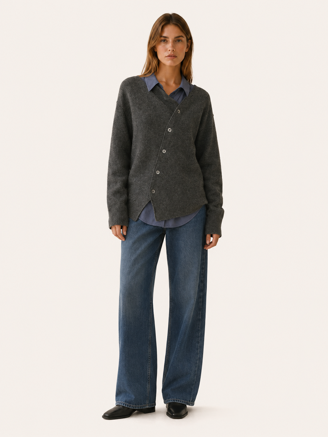 Kendra™ | Asymmetric Cardigan with Offset Buttons