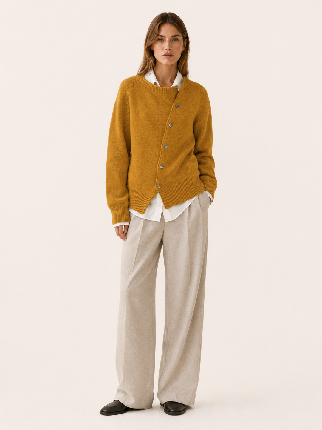 Kendra™ | Asymmetric Cardigan with Offset Buttons