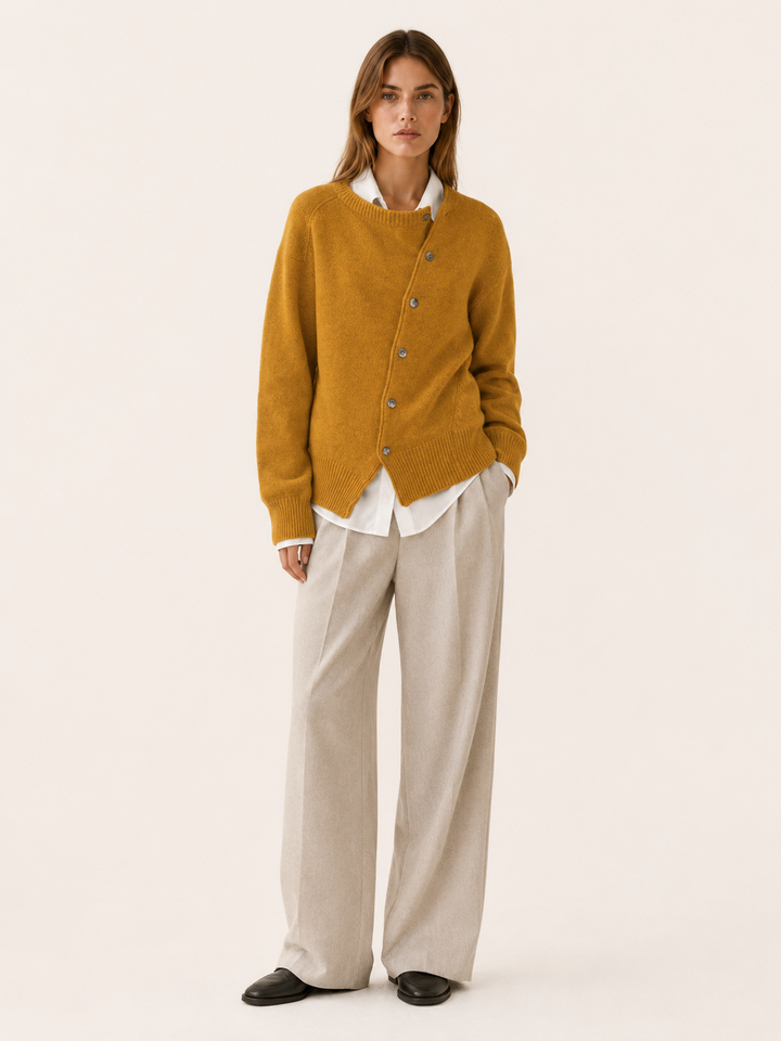 Kendra™ | Asymmetric Cardigan with Offset Buttons