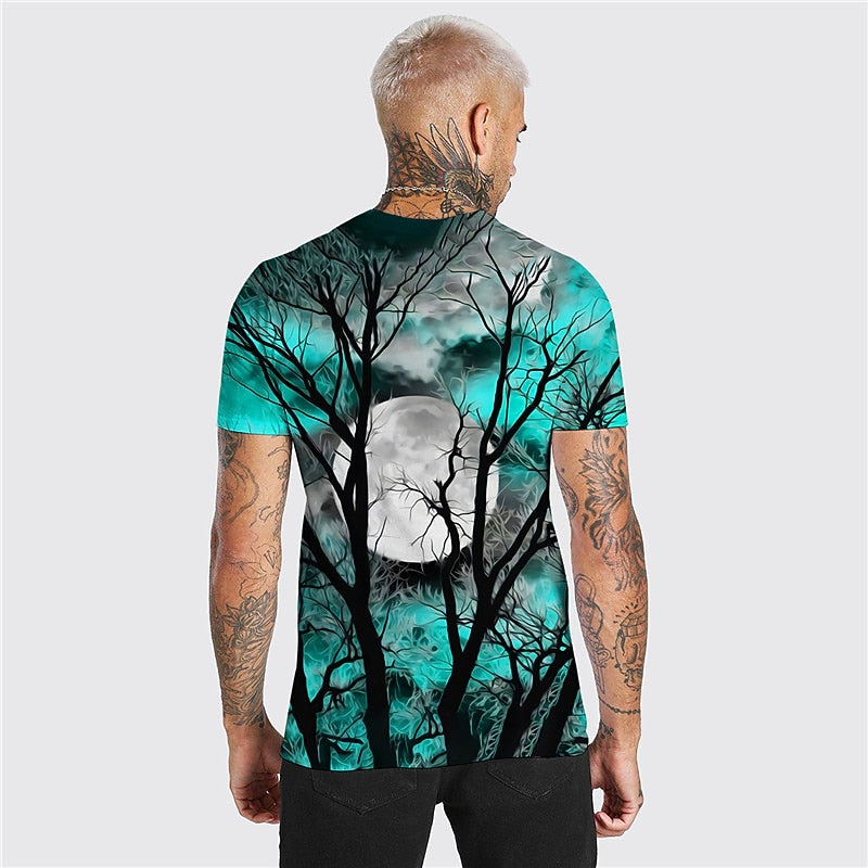 Thorne™ | Men's Halloween Moon and Forest Graphic T Shirt