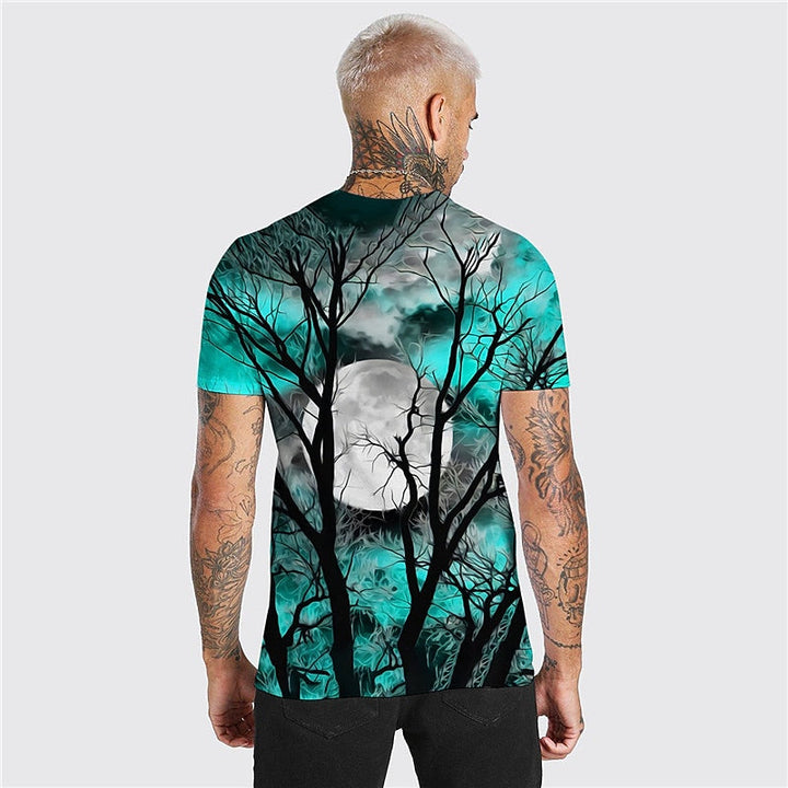 Thorne™ | Men's Halloween Moon and Forest Graphic T Shirt