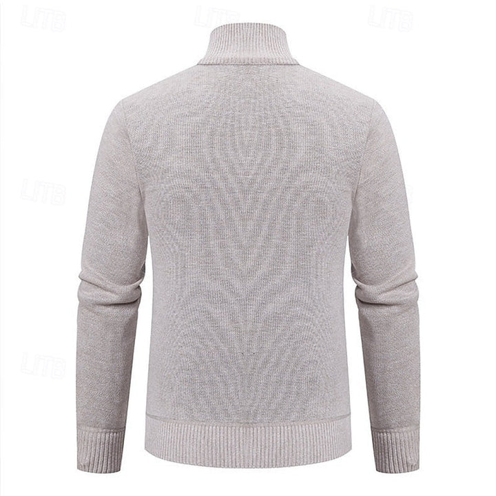 Malcolm™ | Men's Textured Stand Collar Zip Up Cardigan