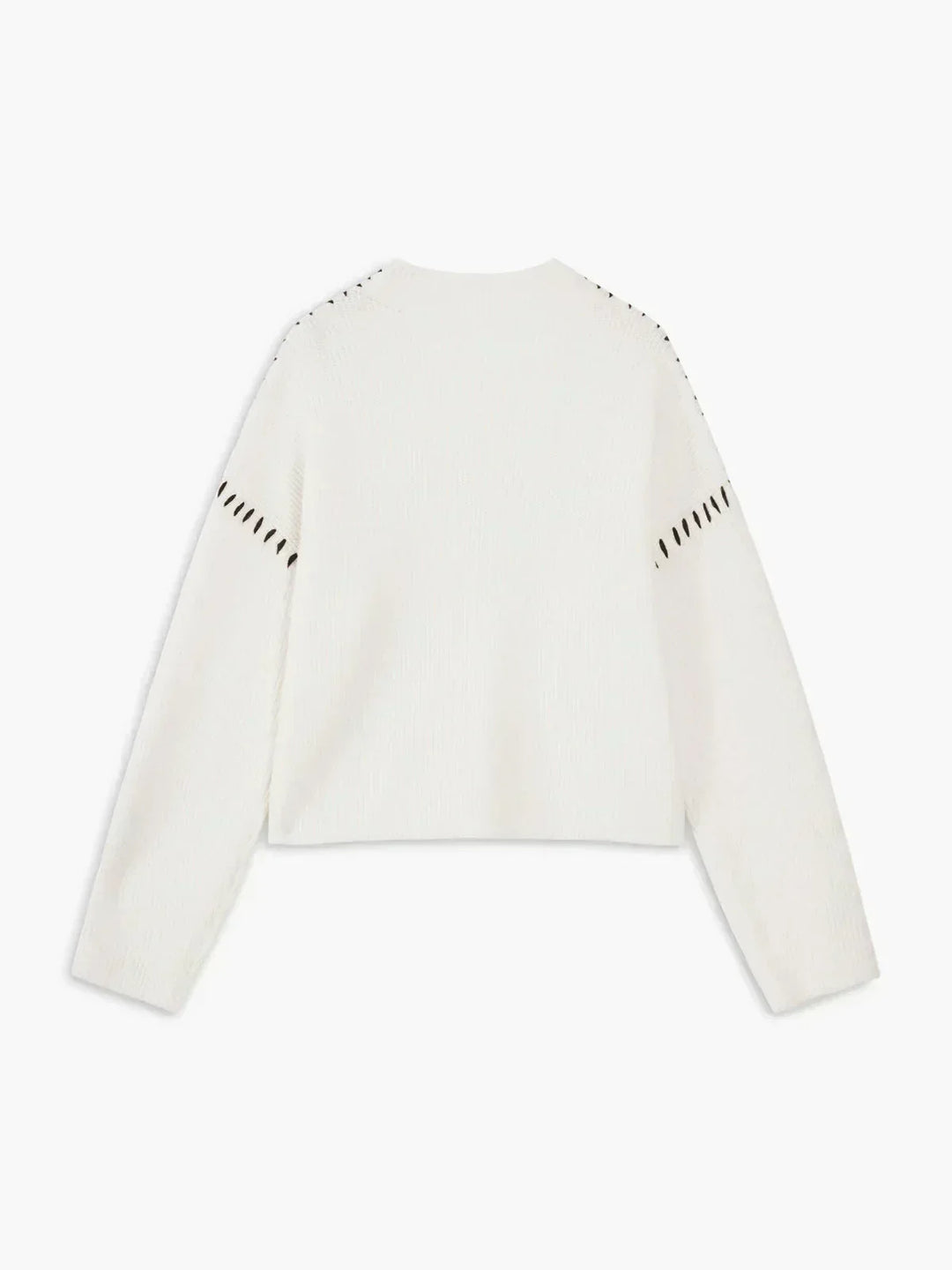 Editha™ | Women's Cropped Mock Neck Ribbed Sweater with Whipstitch