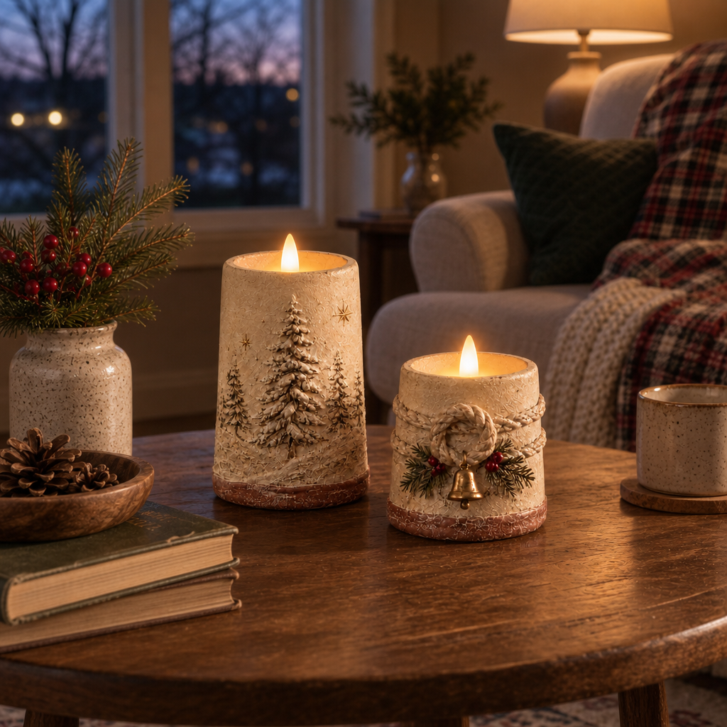 Flavie™ | Rustic Flameless LED Christmas Candles with Remote Timer