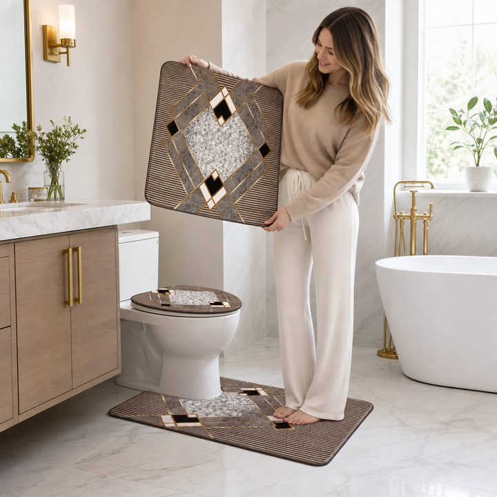 Nadege™ | Four-Piece Plush Bath Rug Set with Contour Mat and Lid Cover