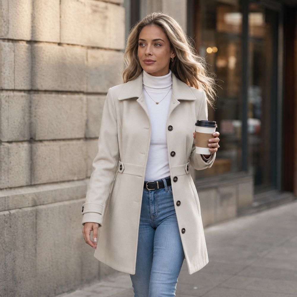 Elettra™ | Women's Belted Single Breasted Tailored Coat