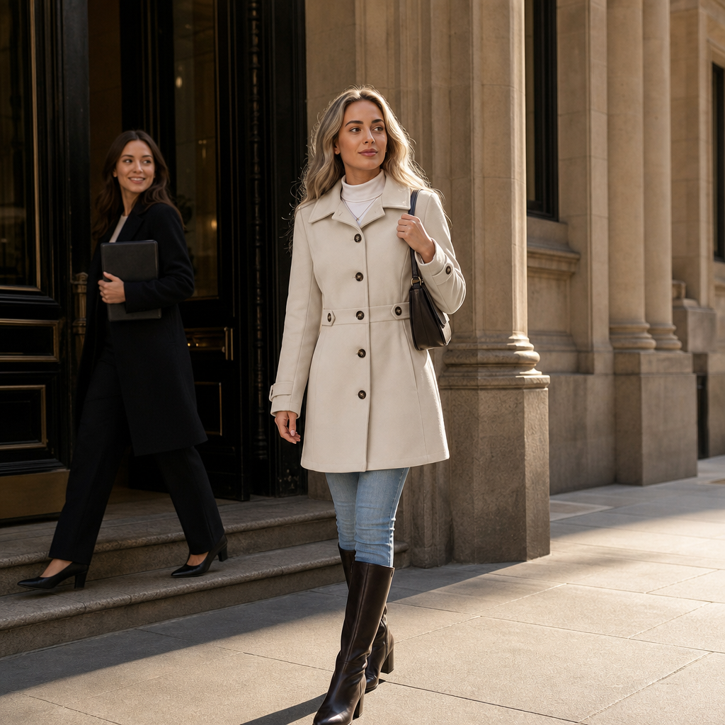 Elettra™ | Women's Belted Single Breasted Tailored Coat