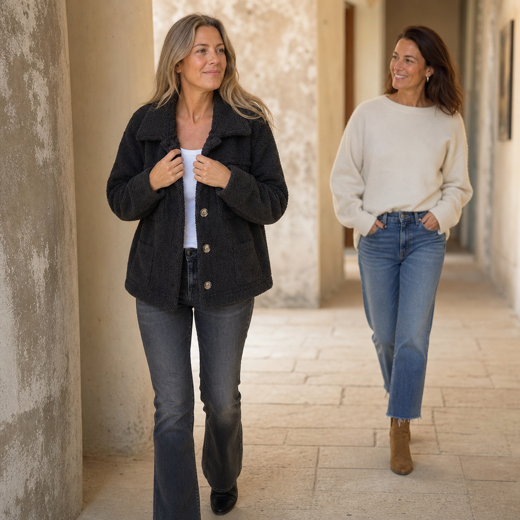 Fiorenza™ | Women's Curly Faux Fur Button Front Jacket