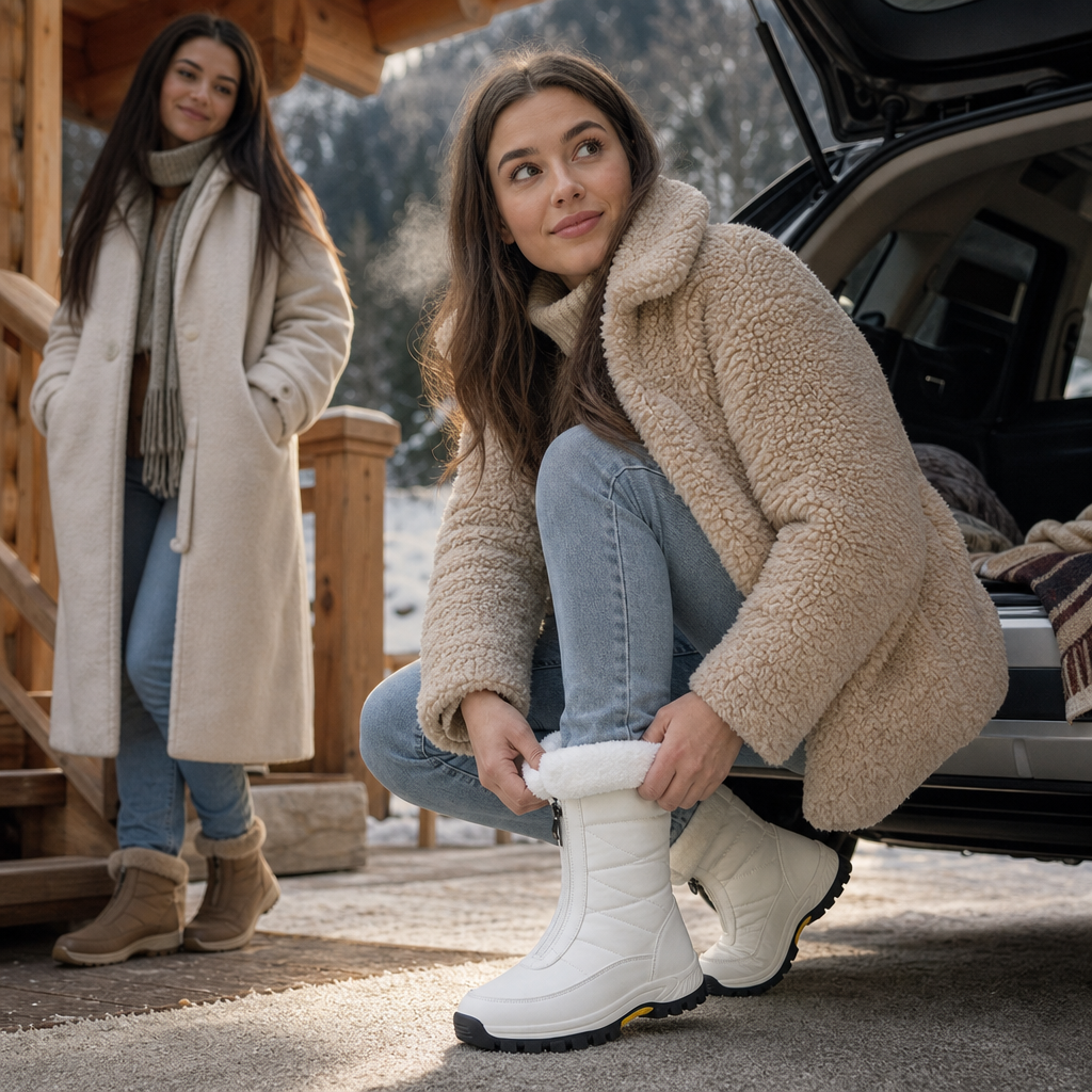 Justine™ | Women's Plush-Lined Mid-Calf Snow Boots with Zip and Grip Sole