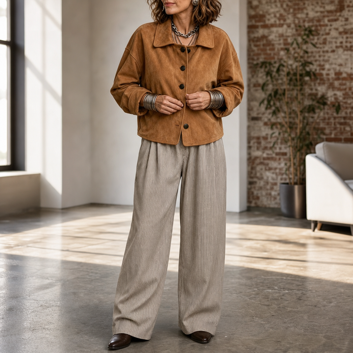 Adelina™ | Women's Brushed Button Front Jacket with Lapel Collar