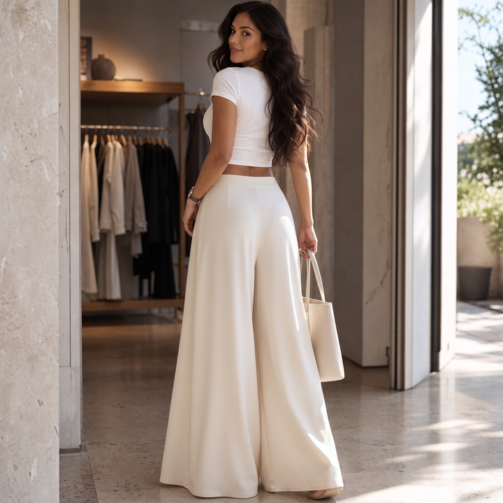 Marceline™ | Women's High Waisted Pleated Wide Leg Trousers