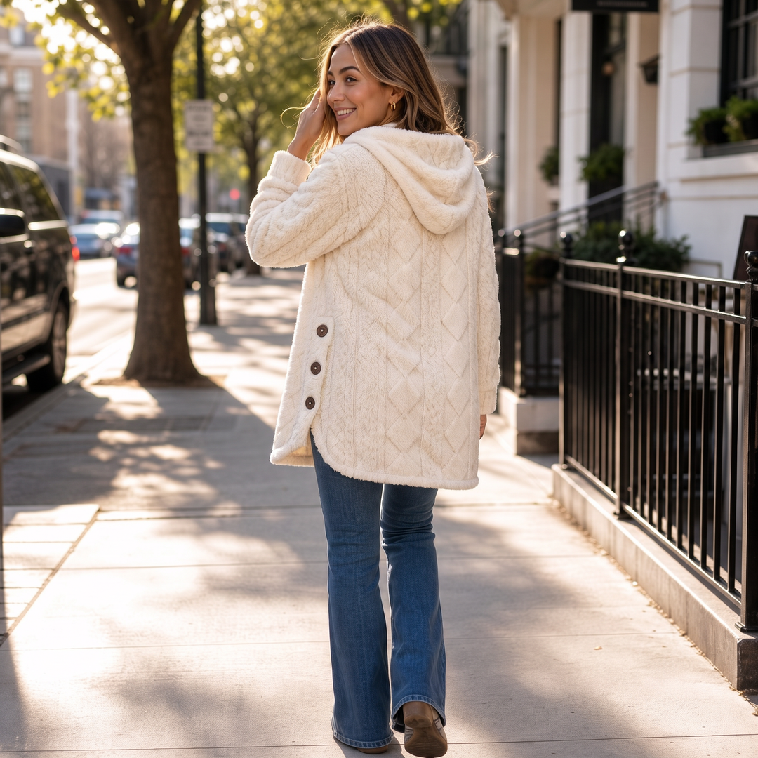 Roseline™ | Women's Hooded Button Front Cardigan with Textured Knit