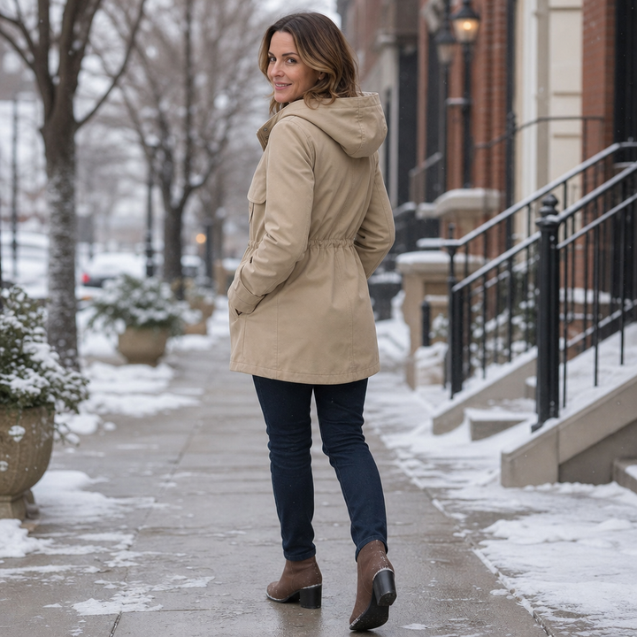 Pascaline™ | Women's Hooded Mid-Length Parka with Drawstring Waist