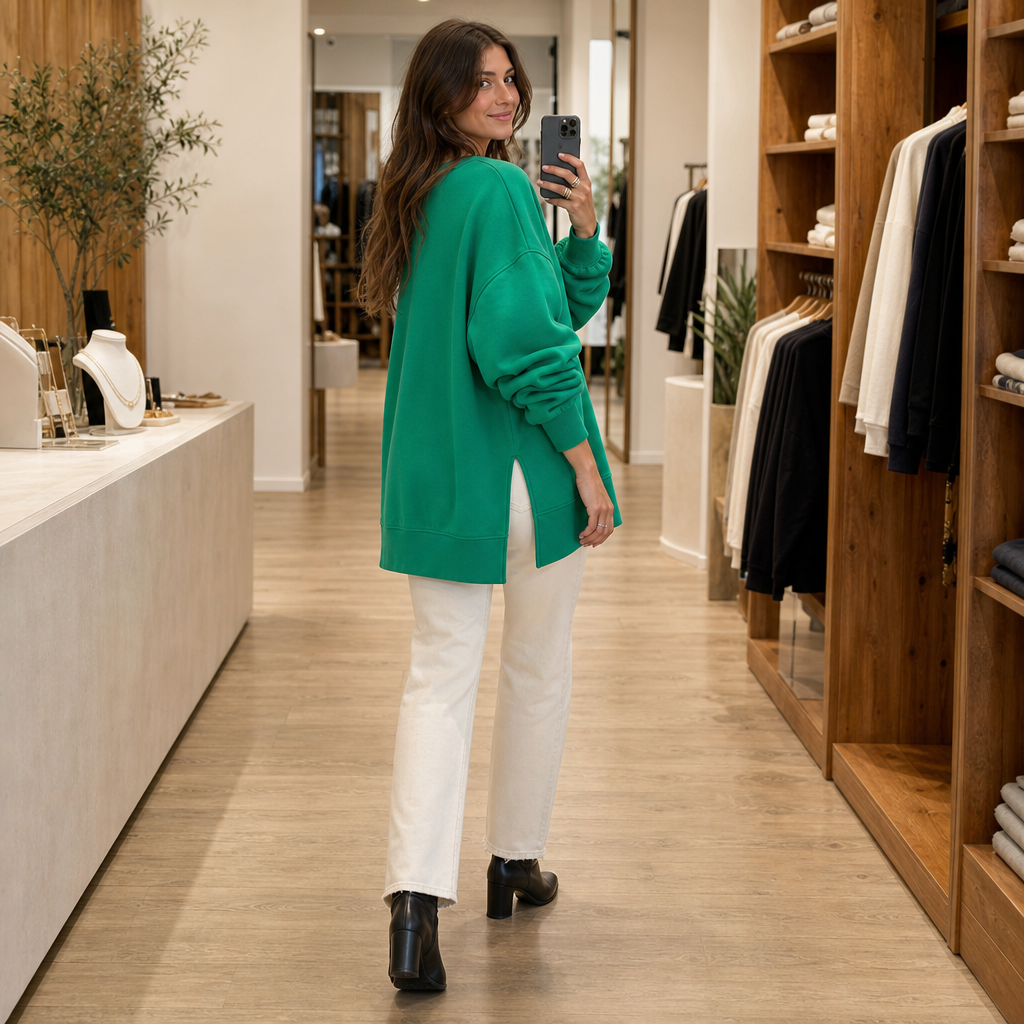 Perla™ | Women's Oversized Drop Shoulder Sweatshirt with Side Slits