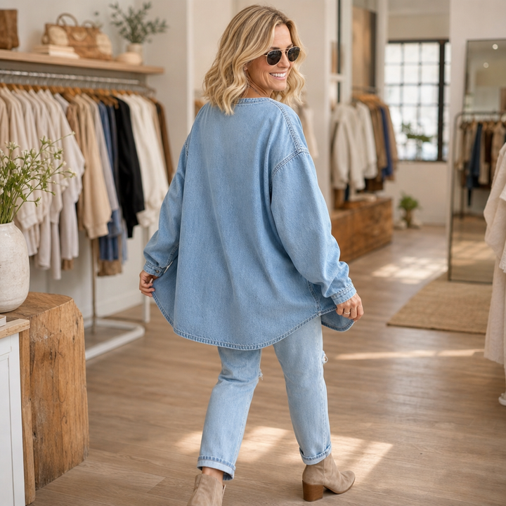 Isaure™ | Women's Oversized Half-Zip Knit Pullover with Dropped Shoulders