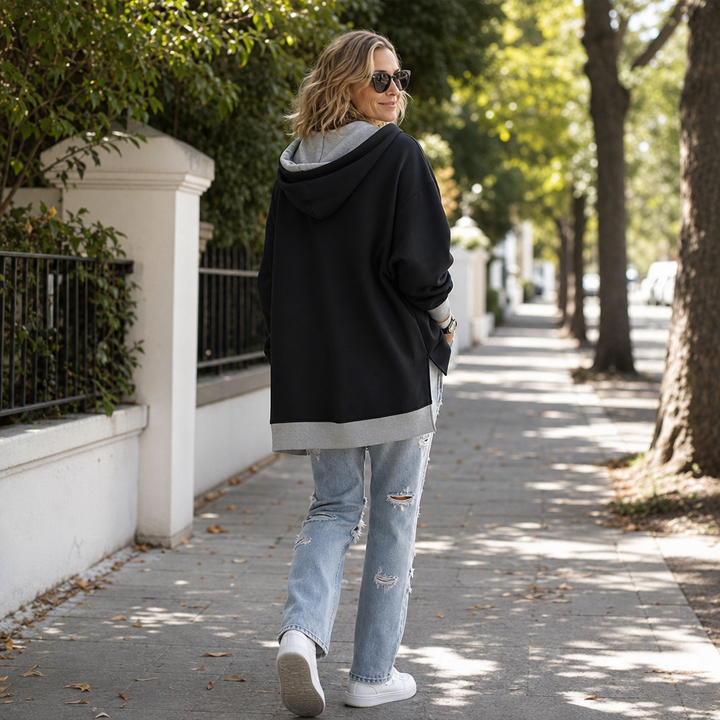 Florimel™ | Women's Oversized Color Block Hoodie with Dolman Sleeves