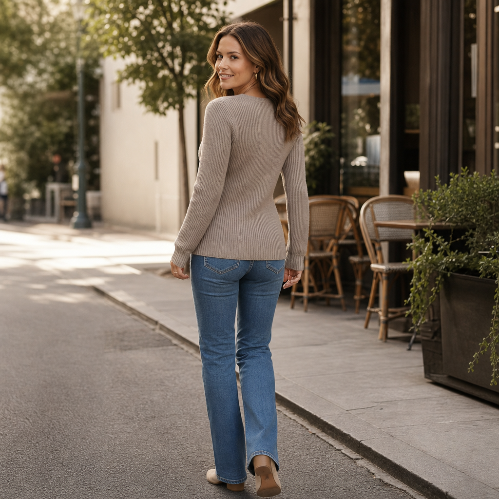 Allegra™ | Women's Twist Front V-Neck Ribbed Knit Top