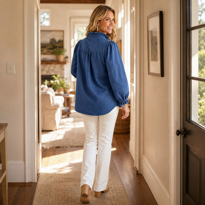Ermengarde™ | Women's Ruffle Collar Blouse with Puff Sleeves