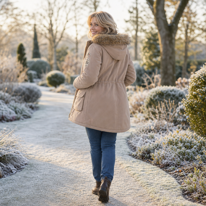 Cassandre™ | Women's Lined Hooded Parka with Faux Fur Trim