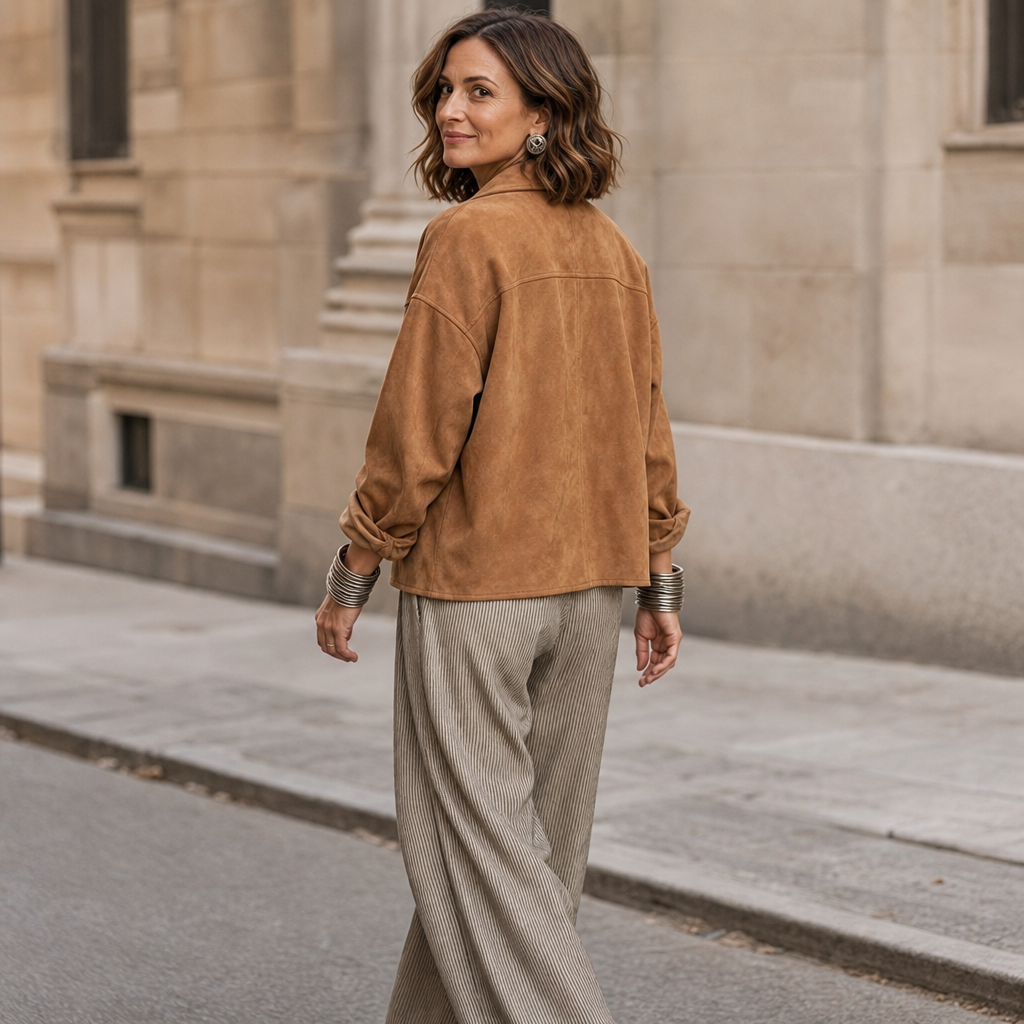 Adelina™ | Women's Brushed Button Front Jacket with Lapel Collar
