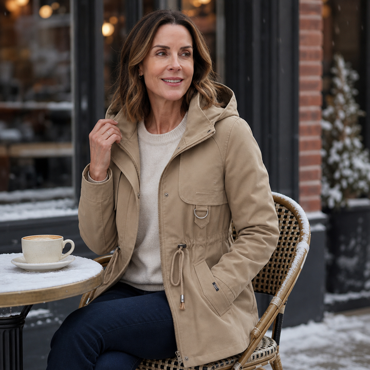 Pascaline™ | Women's Hooded Mid-Length Parka with Drawstring Waist