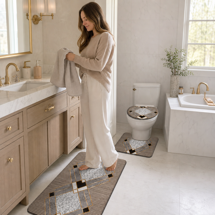 Nadege™ | Four-Piece Plush Bath Rug Set with Contour Mat and Lid Cover