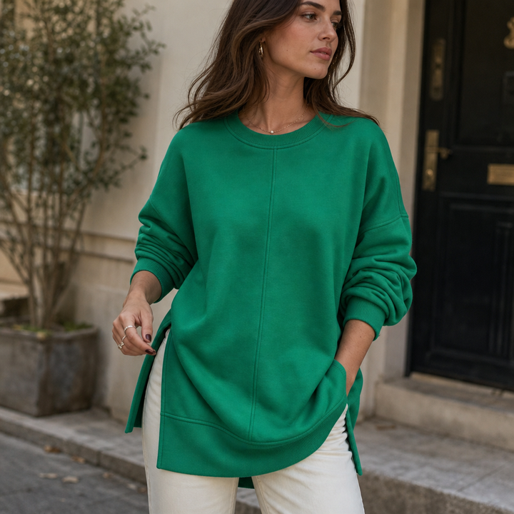 Perla™ | Women's Oversized Drop Shoulder Sweatshirt with Side Slits