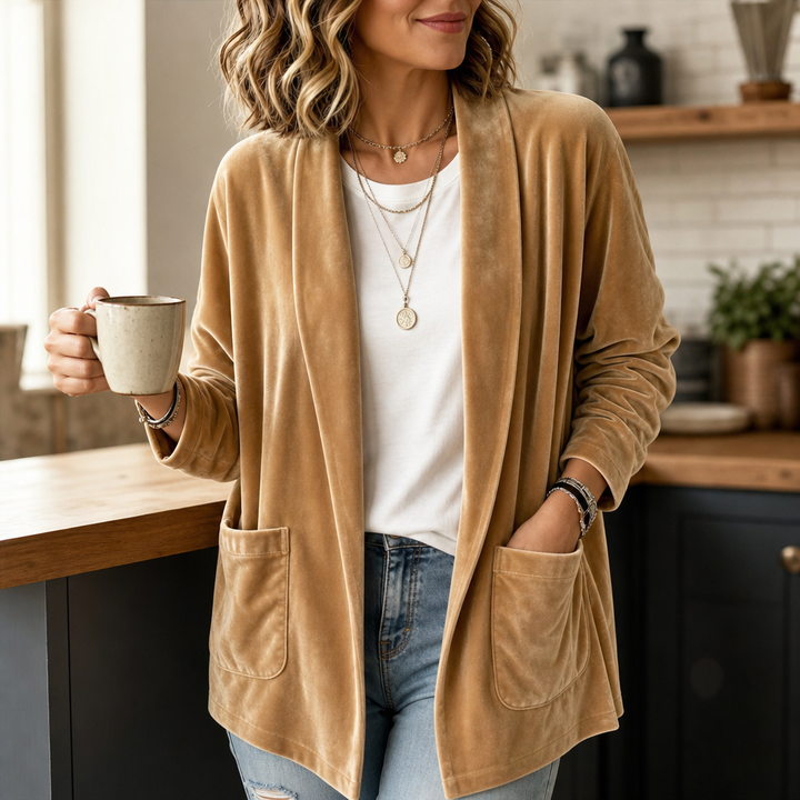 Serafina™ | Women's Plush Shawl Collar Open Front Cardigan with Pockets