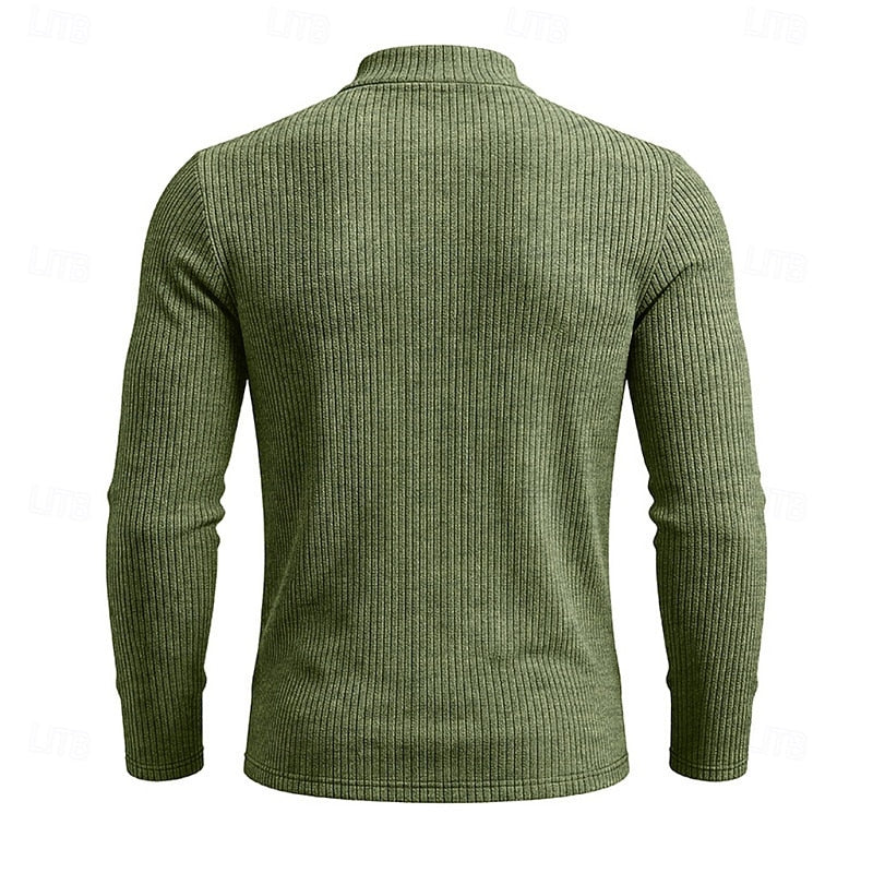 Atticus™ | Men's Ribbed Mock Neck Long Sleeve Top