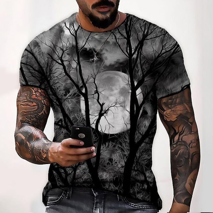 Thorne™ | Men's Halloween Moon and Forest Graphic T Shirt