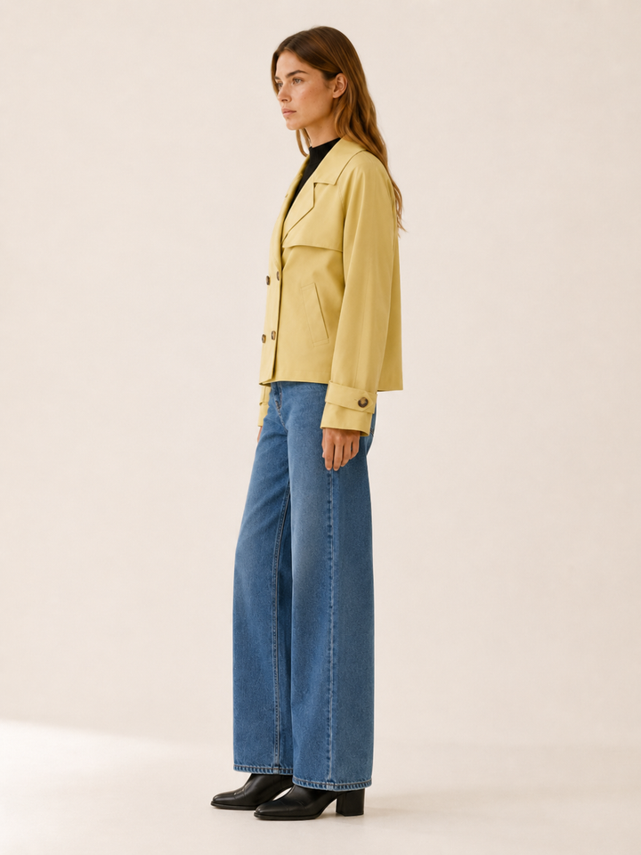 Liora™ | Loose Short Trench Coat in Yellow