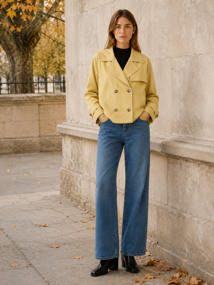 Liora™ | Loose Short Trench Coat in Yellow