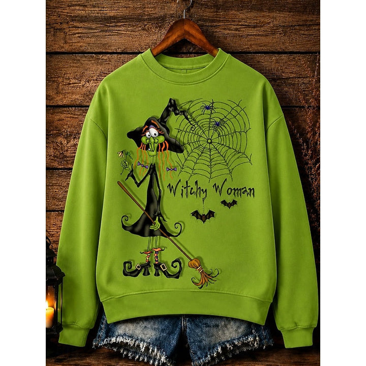 Eudora™ | Women's Halloween Witch and Spider Web Sweatshirt