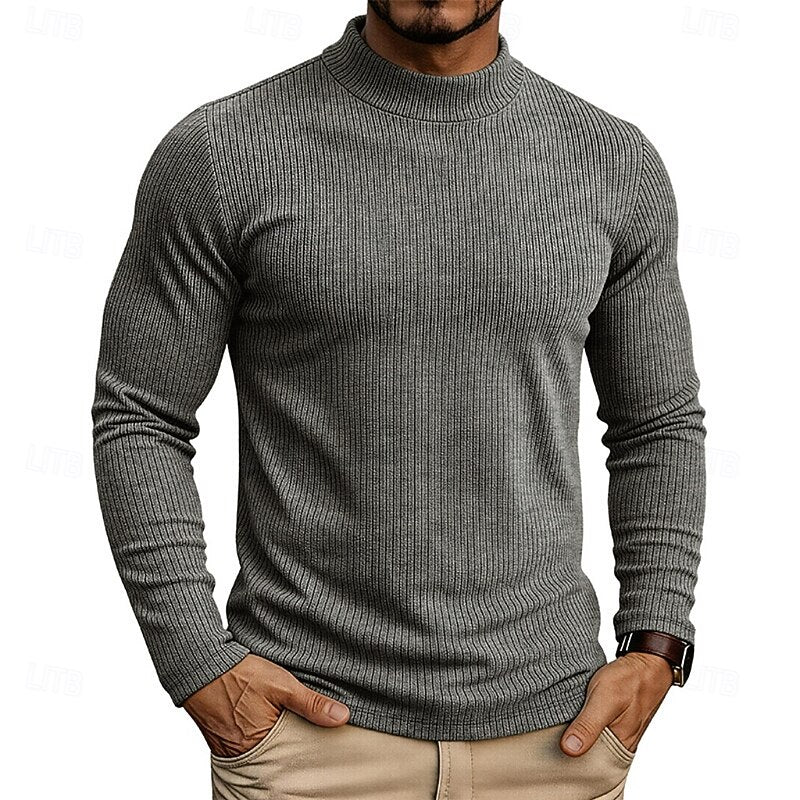 Atticus™ | Men's Ribbed Mock Neck Long Sleeve Top