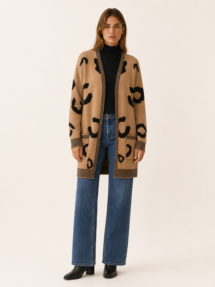 Lunara™ | Leopard Print Longline Cardigan with Pockets