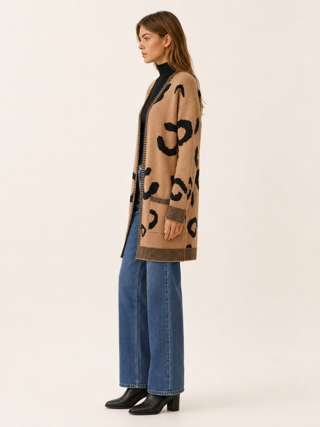 Lunara™ | Leopard Print Longline Cardigan with Pockets