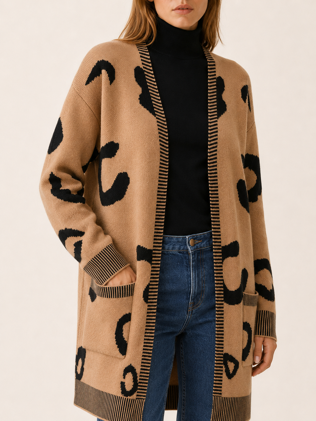 Lunara™ | Leopard Print Longline Cardigan with Pockets