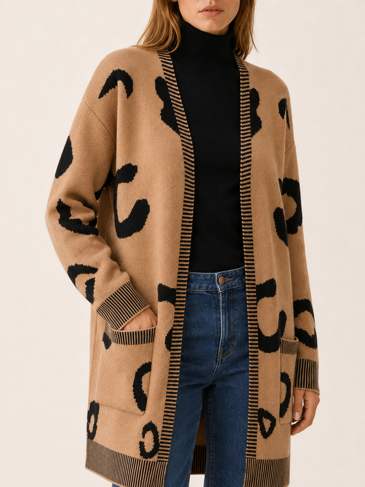 Lunara™ | Leopard Print Longline Cardigan with Pockets