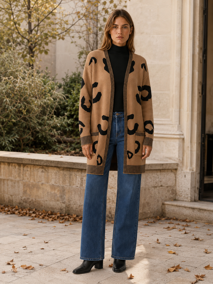 Lunara™ | Leopard Print Longline Cardigan with Pockets