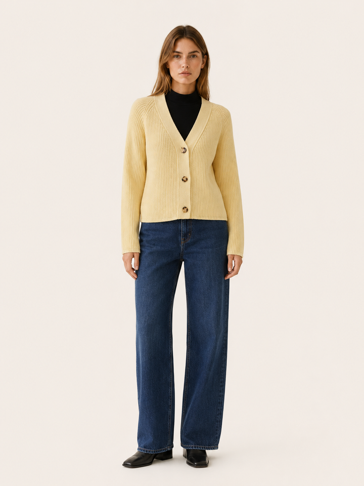 Lysandra™ | Ribbed V-Neck Cardigan with Button Front