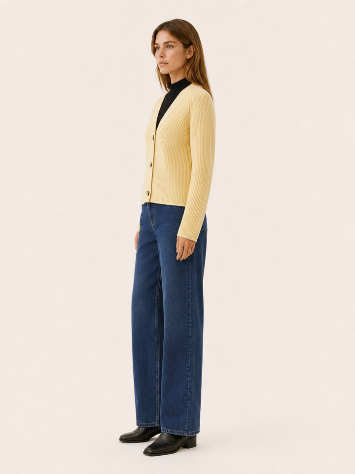 Lysandra™ | Ribbed V-Neck Cardigan with Button Front