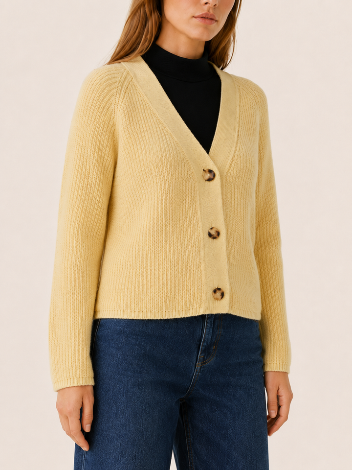Lysandra™ | Ribbed V-Neck Cardigan with Button Front
