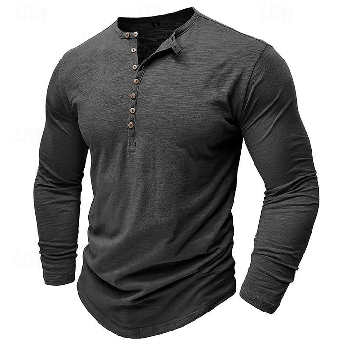 Brantley™ | Men's Long Sleeve Button Placket Henley Shirt