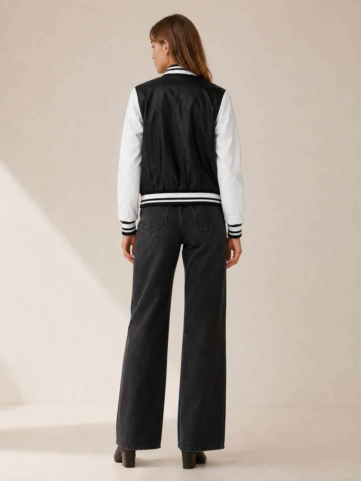 Mabli™ | Varsity Bomber Jacket with Contrast Sleeves